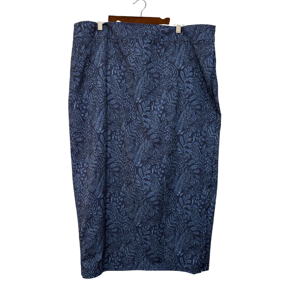 RipSkirt Hawaii Wrap Midi Skirt XXL Blue Botanical Leaf Length 4 Vacation Beach